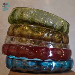 بشقاب شیشه رنگی موجدار