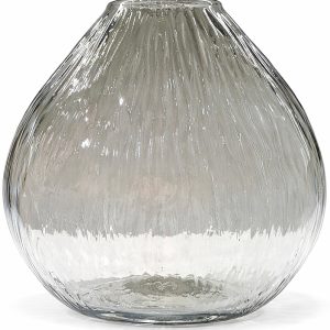 گلدان شیشه ای بیضی رنگ دودی