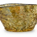 میوه خوری دفرمه شیشه رنگی عسلی