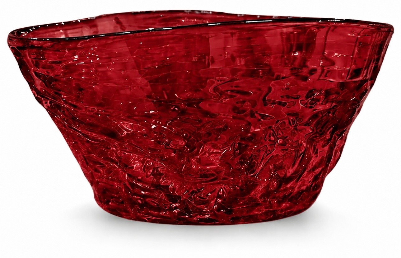 میوه خوری دفرمه شیشه رنگی قرمز