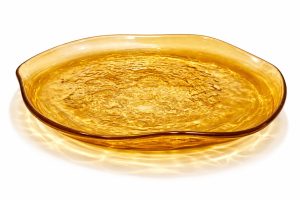 بشقاب شیشه رنگی عسلی