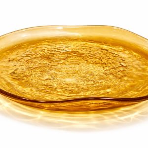 بشقاب شیشه رنگی عسلی