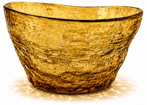 کاسه دفرمه شیشه رنگی عسلی