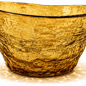 کاسه دفرمه شیشه رنگی عسلی